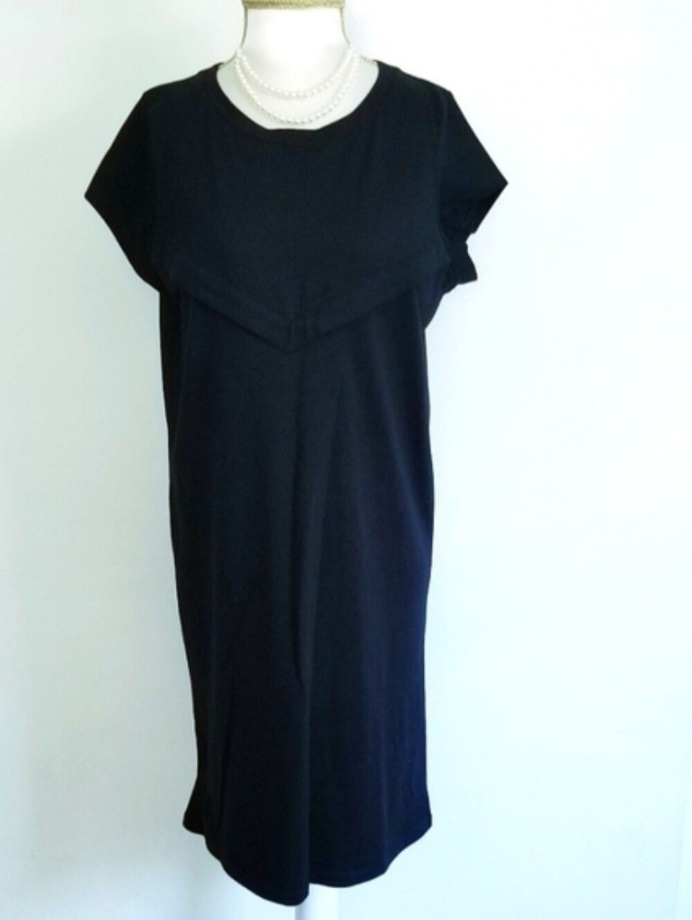 teat&cosset Black Nursing Dress with Front Hidden Zippers 100% Cotton